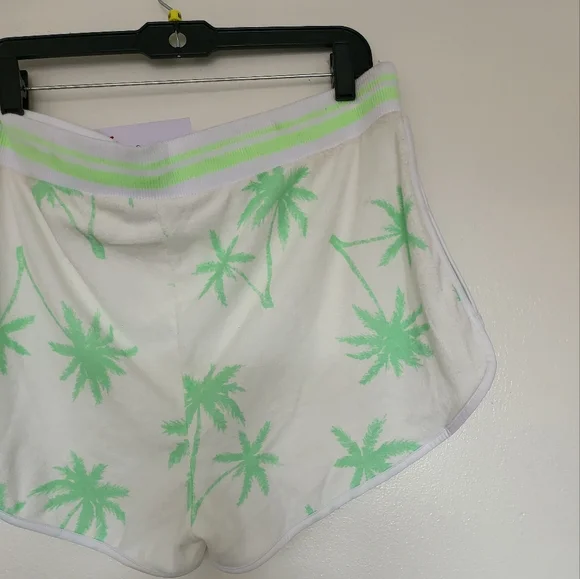 NWT Couture Terry Cloth Surf Green Palm Tree Piping Shorts sz-Xl - Picture 5 of 6